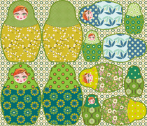 kit coussin poupée russe vert