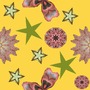 Tissu fleurs et étoiles sur fond jaune - AMANDINE BODIGUEL - Sam'Oz