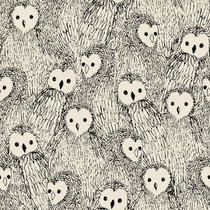 Sketched Baby Owls All Over Pattern in Black and Cream