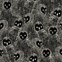 Spooky Owls All Over Pattern in Cream and Black