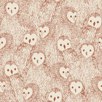 Sketched Baby Owls All Over Pattern in Cream and Russet
