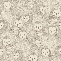 Sketched Baby Owls All Over Pattern in Cream and Taupe