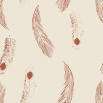 Hand Drawn Feather Pattern in Russet on Cream