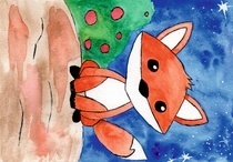 renard sous ciel étoilé